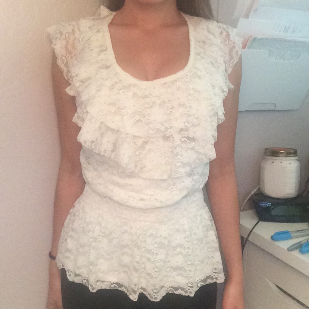Lace Cap Sleeve Blouse