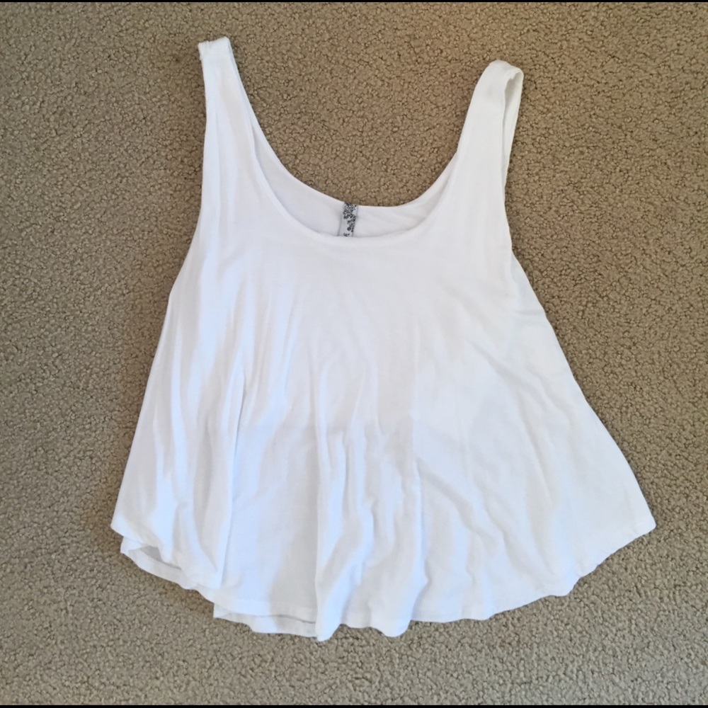 Flowy white tank with built in bra