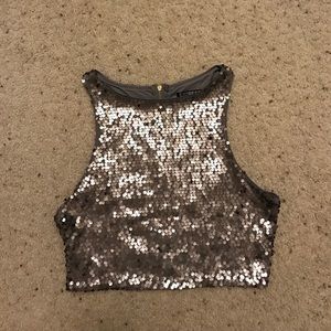 Express sequin crop top
