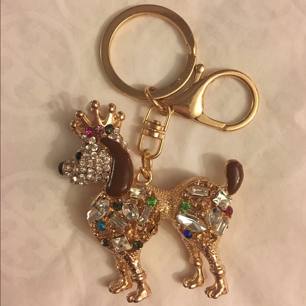 Crystal Poodle Keychain