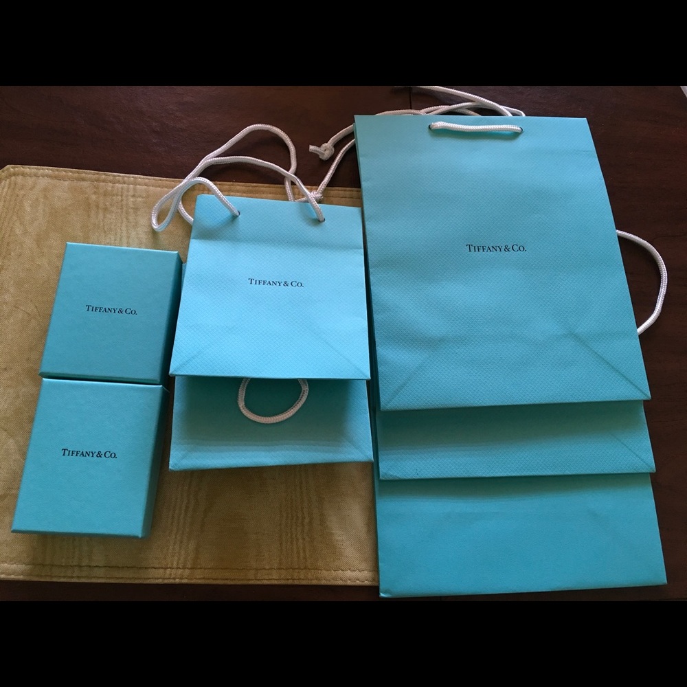Authentic Tiffany & Co boxes and paper bags