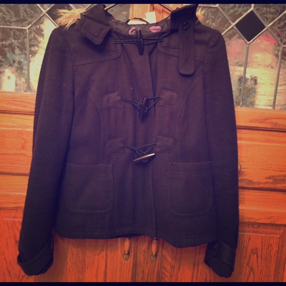 Black toggle and zip jacket