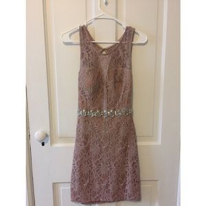 Pink lace cutout dress