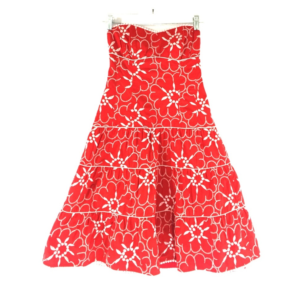 Nanette Lepore strapless red floral dress