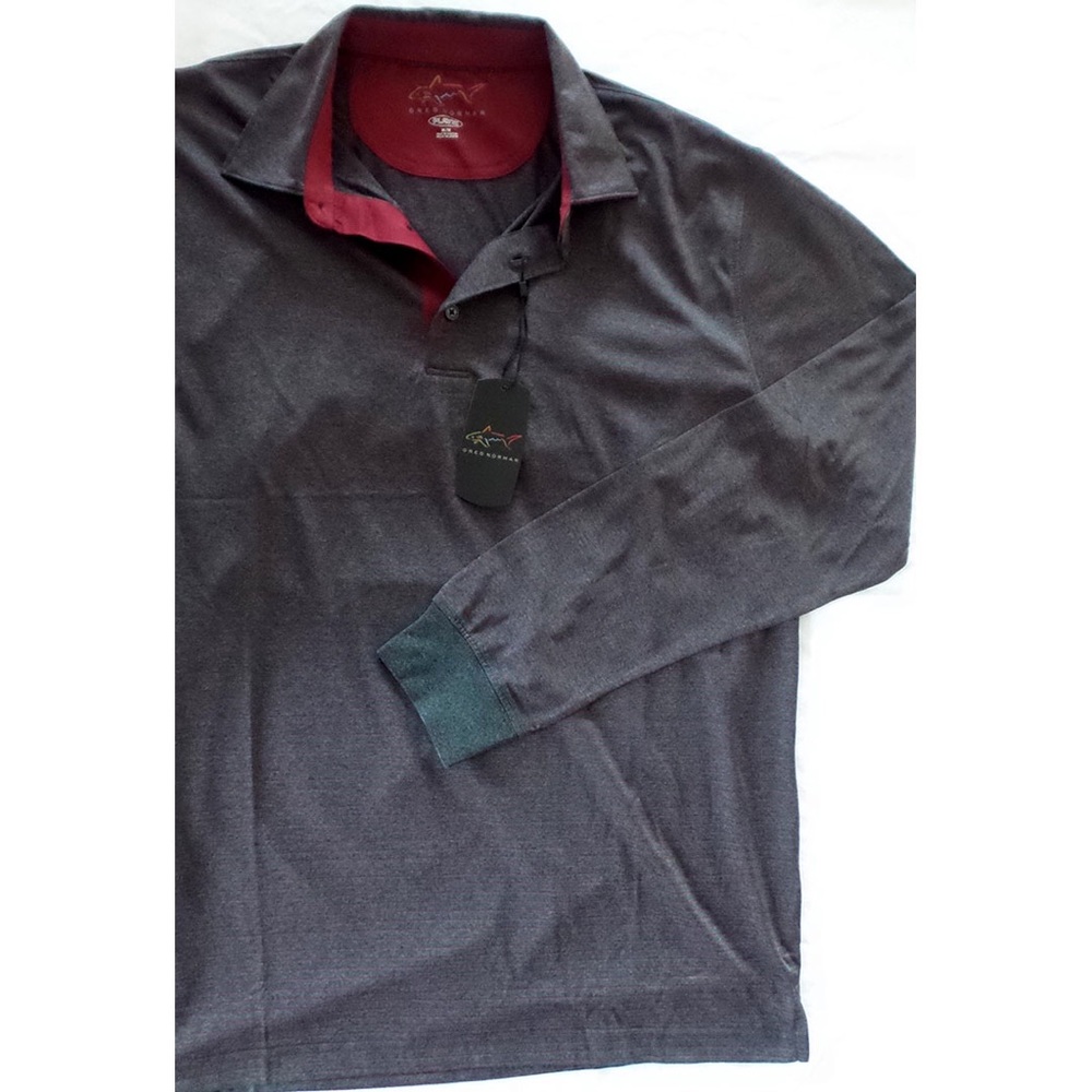 Greg Norman Mens Play Dry Striped Golf Shirt