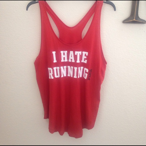 NWT PINK Victoria's Secret "I HATE RUNNING" tank - Picture 2 of 4