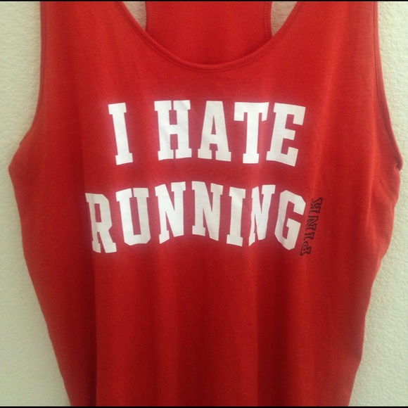 NWT PINK Victoria's Secret "I HATE RUNNING" tank - Picture 3 of 4