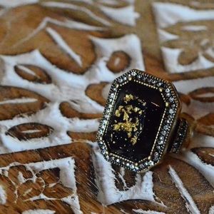 Cocktail Ring w/ Black Radiant Cut Stone