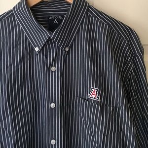 Men's Striped Button-Up w Univ. of AZ Monogram