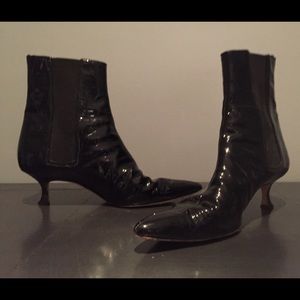 Manolo Blahnik black patent boots