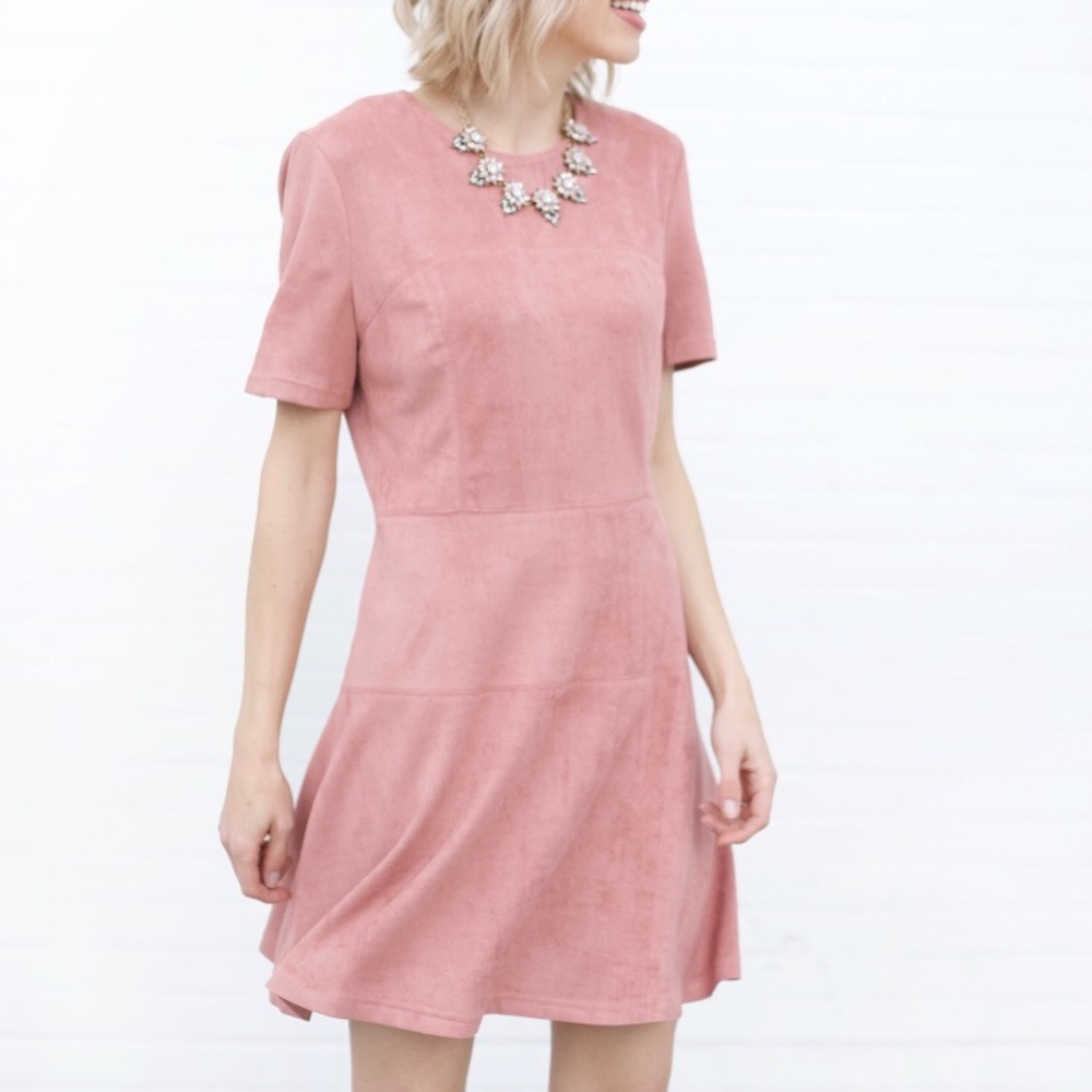 Ultra Suede A-Line Dress - Dusty Blush