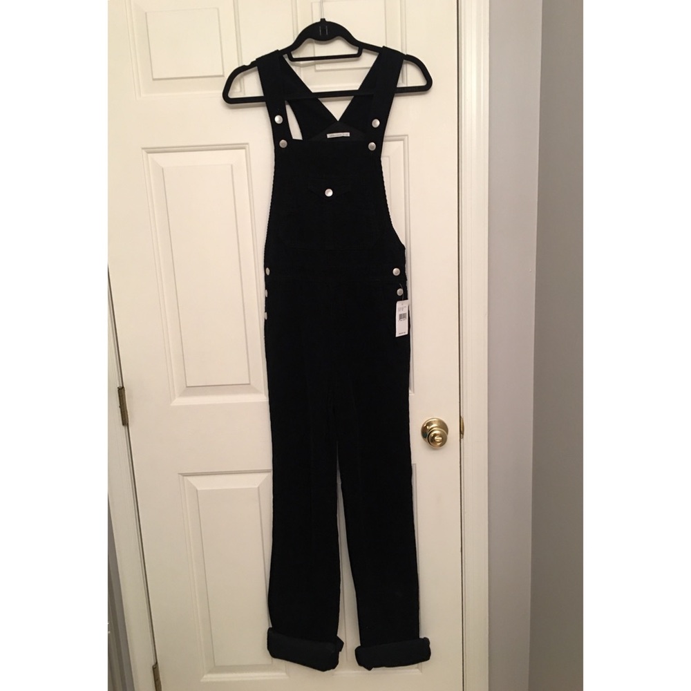 Alexa Chung for AG black corduroy overalls