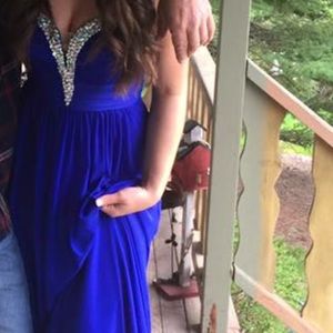 Royal Blue and Beaded prom dress. By Jovani