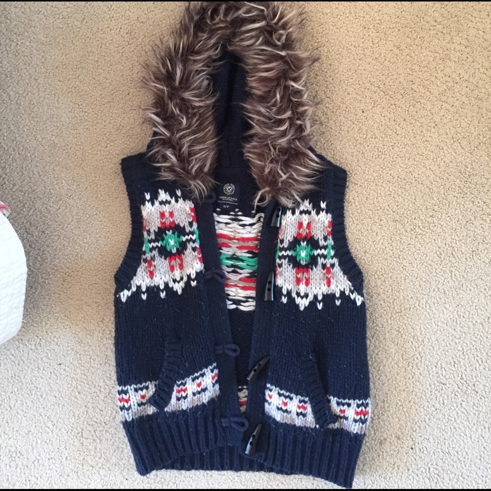 American Eagle Tribal Print Sweater Vest