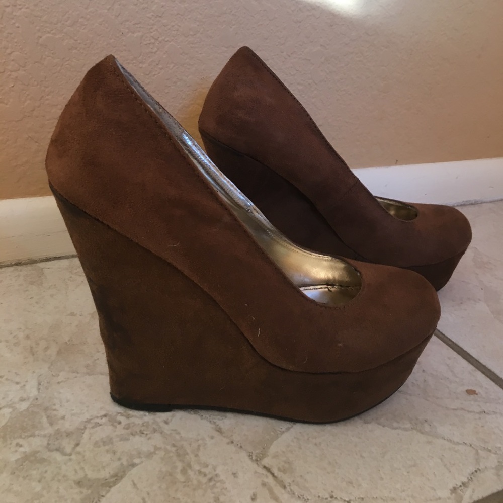 Brown Suede Wedges