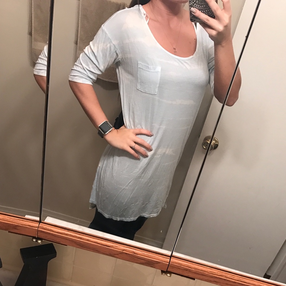 light blue tie dye loose fit shirt