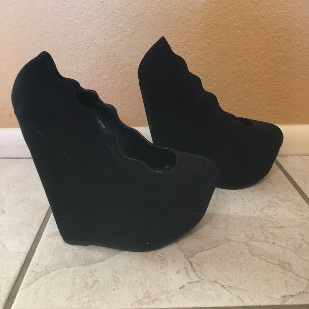 Black Suede Wedges