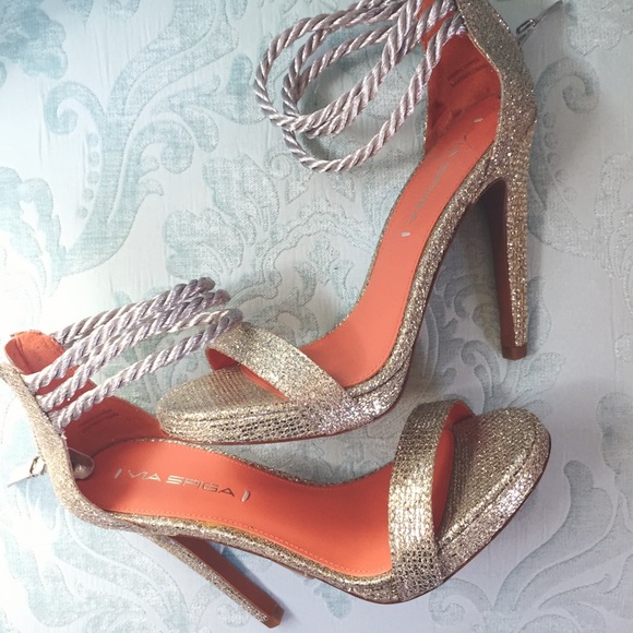 Via Spiga Shoes - Via Spiga Penelope Silver Sparkly Stiletto Sandals