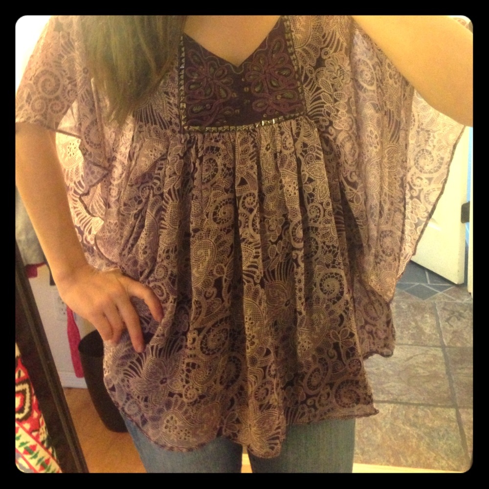 Flowy Angie Tunic Top with beading/embroidery