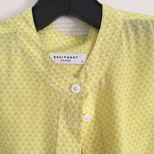 Equipment femme yellow silk blouse geometric