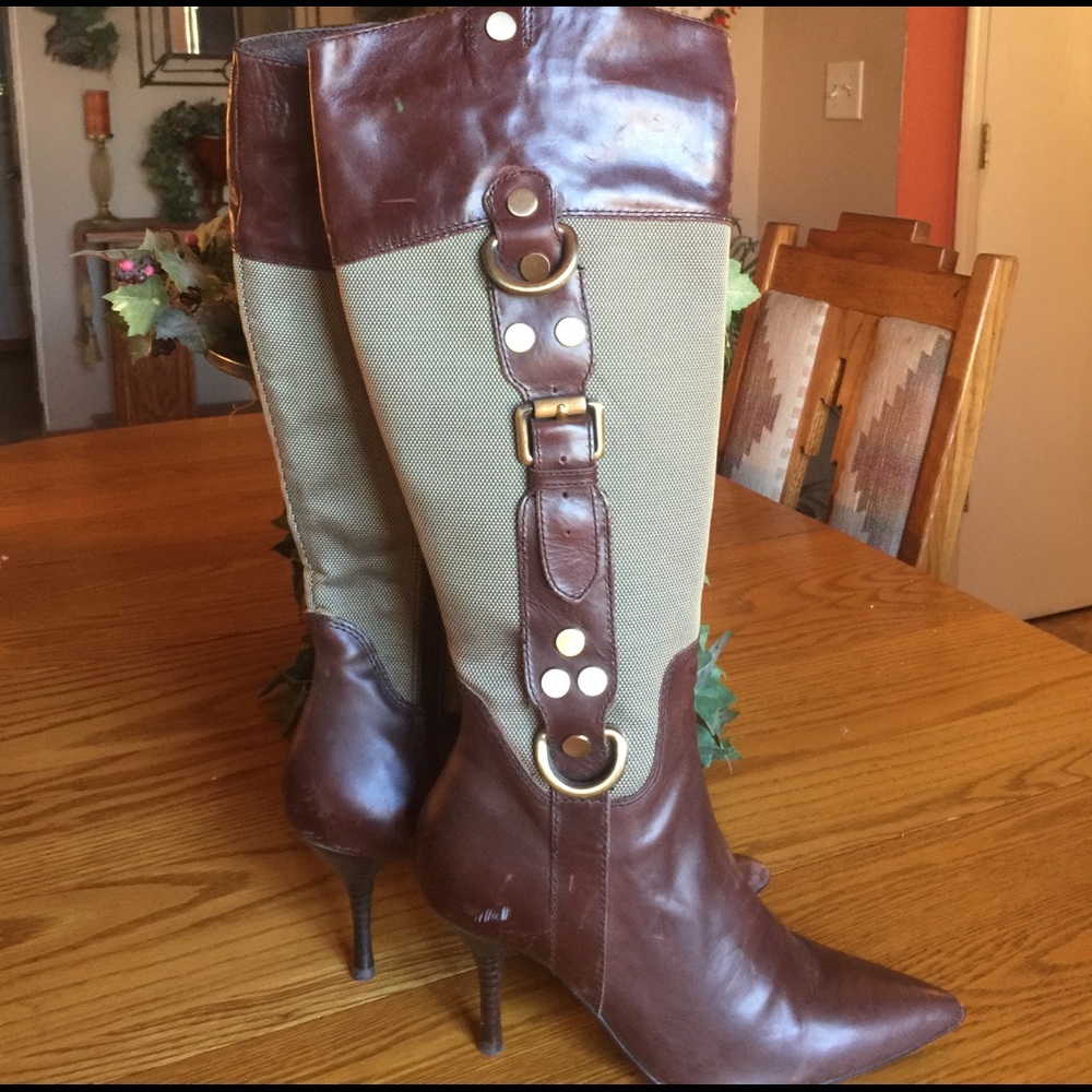 Boots 🔶🔶SALE Knee High Brown Canvas Rocace 🔶🔶