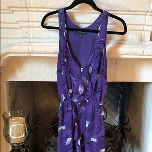Purple summer racerback zip dress w ruffle front S