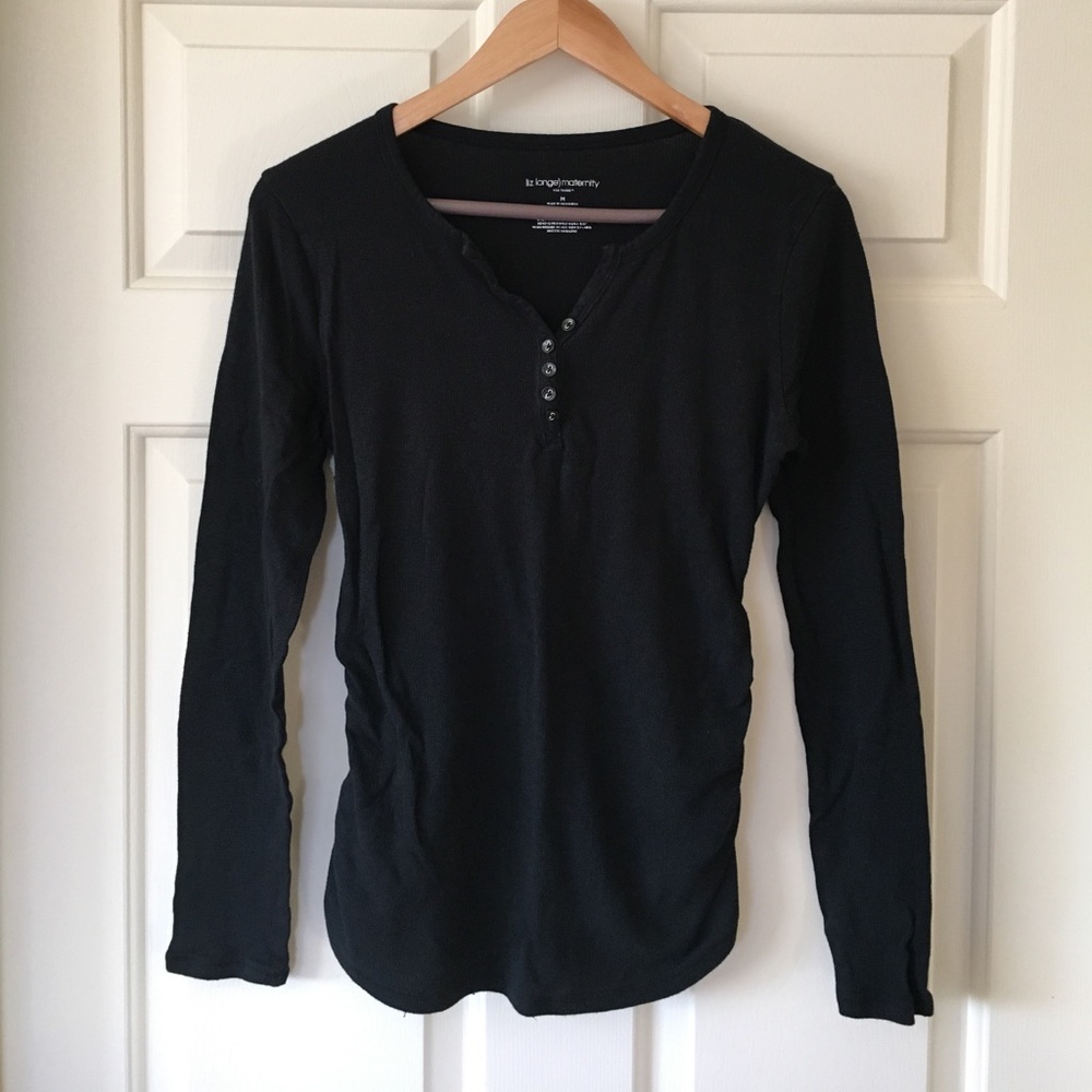 Black Long-Sleeved Maternity Henley
