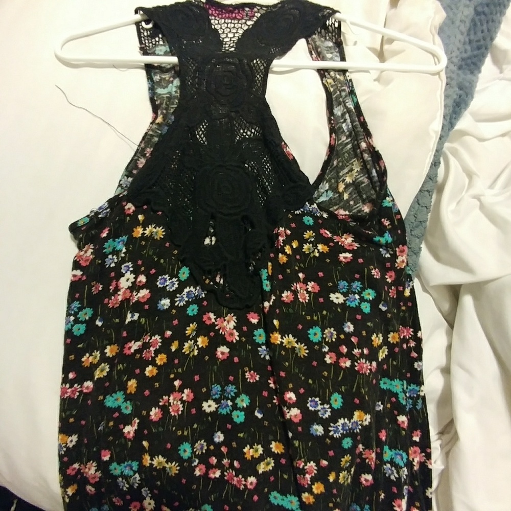 Floral tank top with lace back