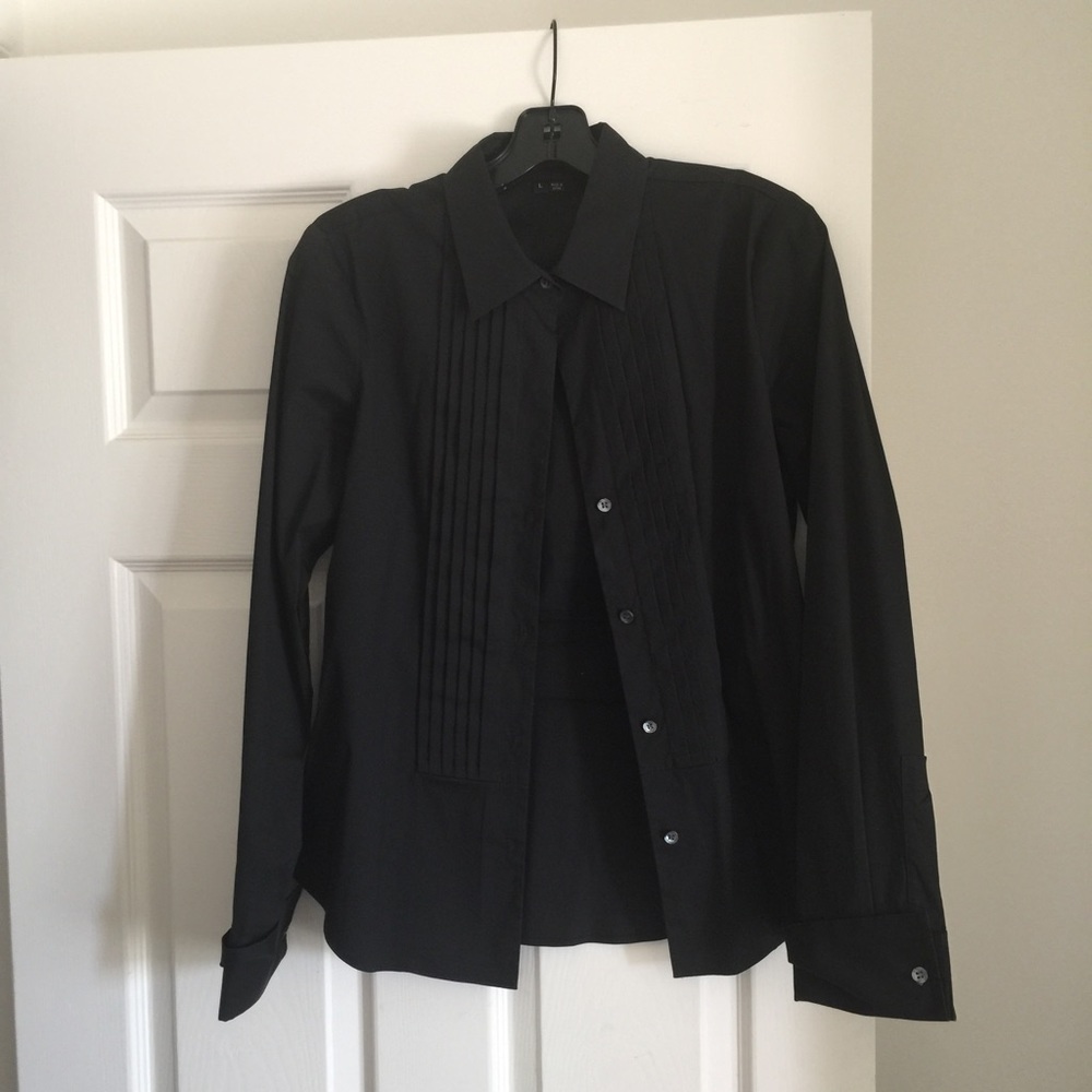 Theory Tuxedo dress shirt black sz L