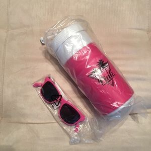 PINK water bottle and sunglasses