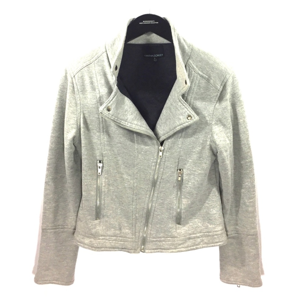 Cynthia Rowley cotton moto jacket sweater zip up