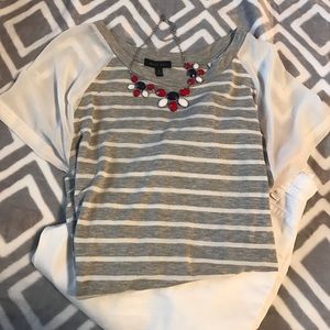 Grey and White Striped Shirt