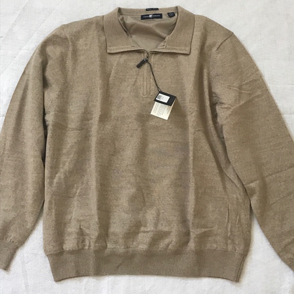 NWT Chase Edward Size M Men’s Italian Merino Wool 1/4-Zip Windproof Golf Sweater - Picture 3 of 4