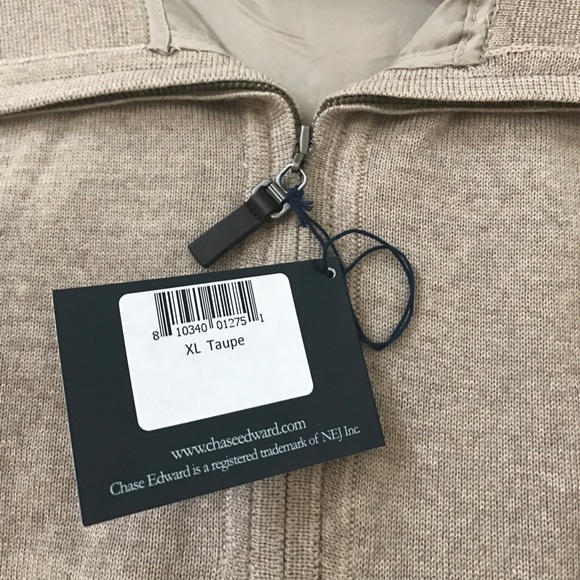 NWT Chase Edward Size M Men’s Italian Merino Wool 1/4-Zip Windproof Golf Sweater - Picture 4 of 4