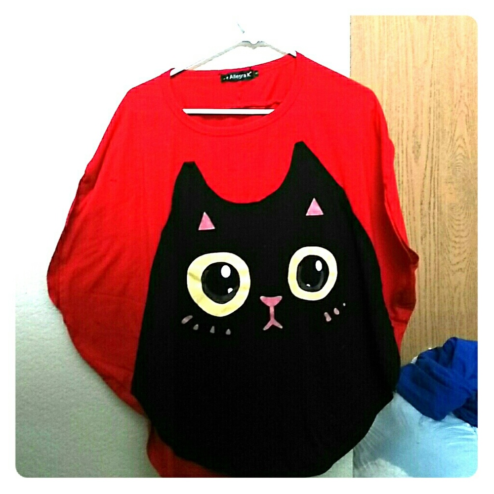 Kawaii japanese cat poncho top