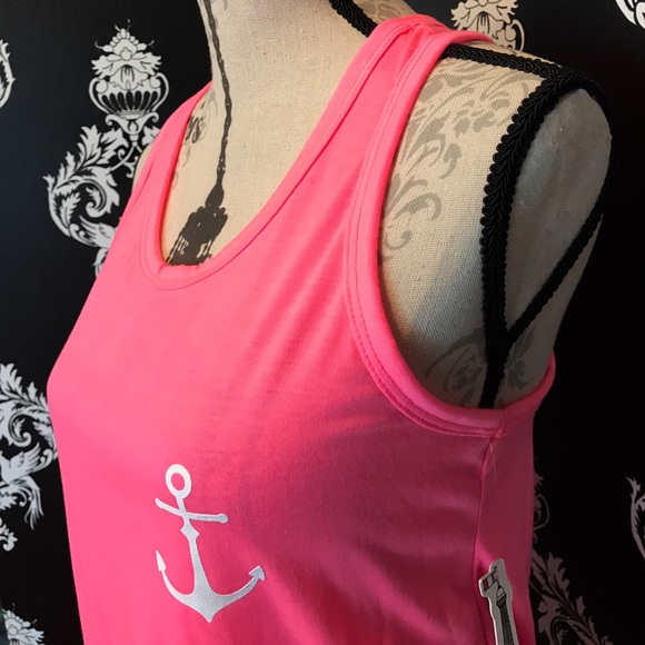 NWT! π Hot Pink βοΈ Anchor Tank W/Cute Back! - Picture 3 of 4