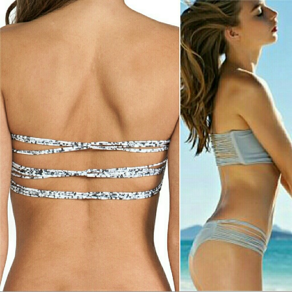 New mikoh sunset shark gray bandeau bikini top XS - Picture 2 of 4