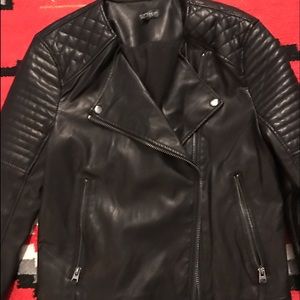 Faux leather motor jacket