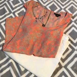 Coral Flowery Top