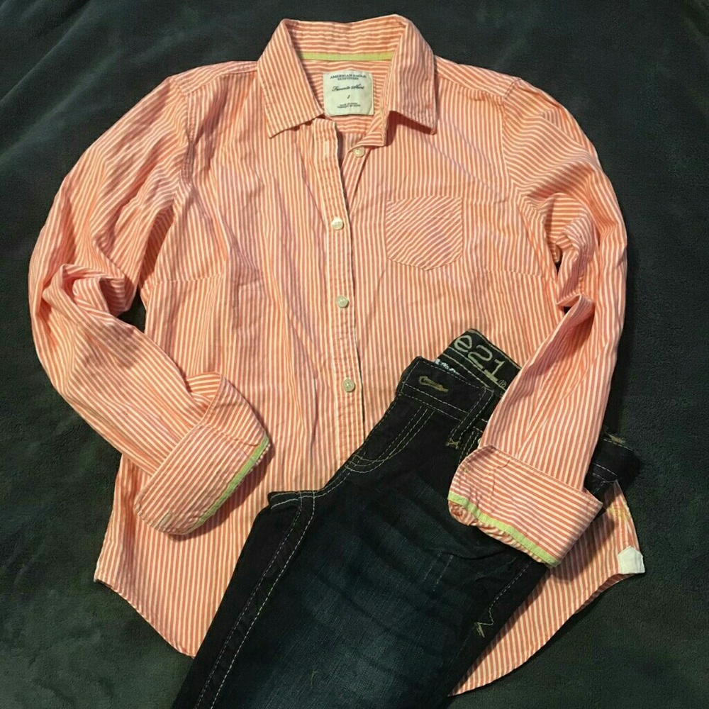 American Eagle button down , Striped shirt, Sz 8