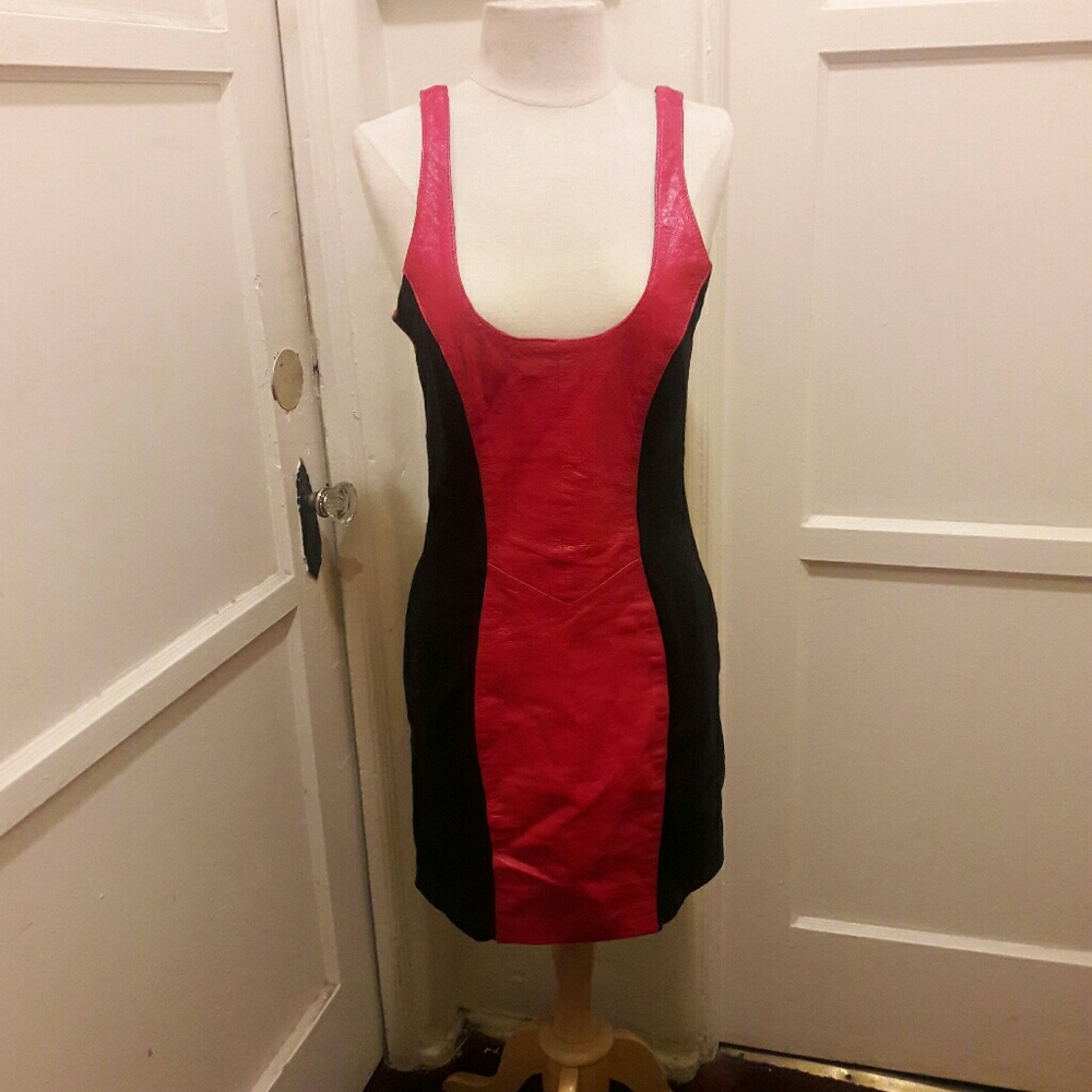 Red and Black leather dress