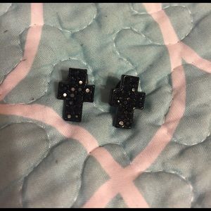 Women's Black Cross Earrings
