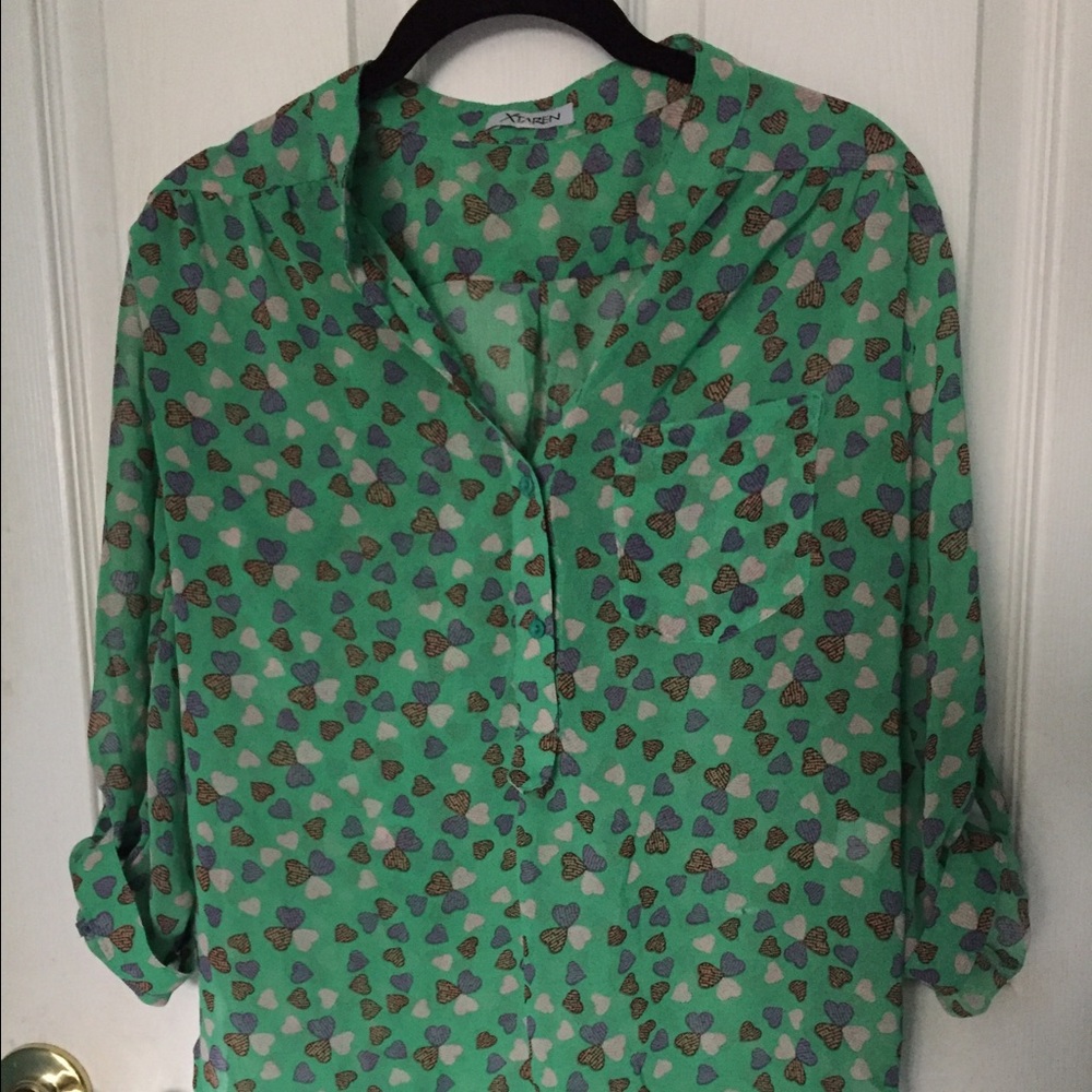 Sheer heart patterned blouse