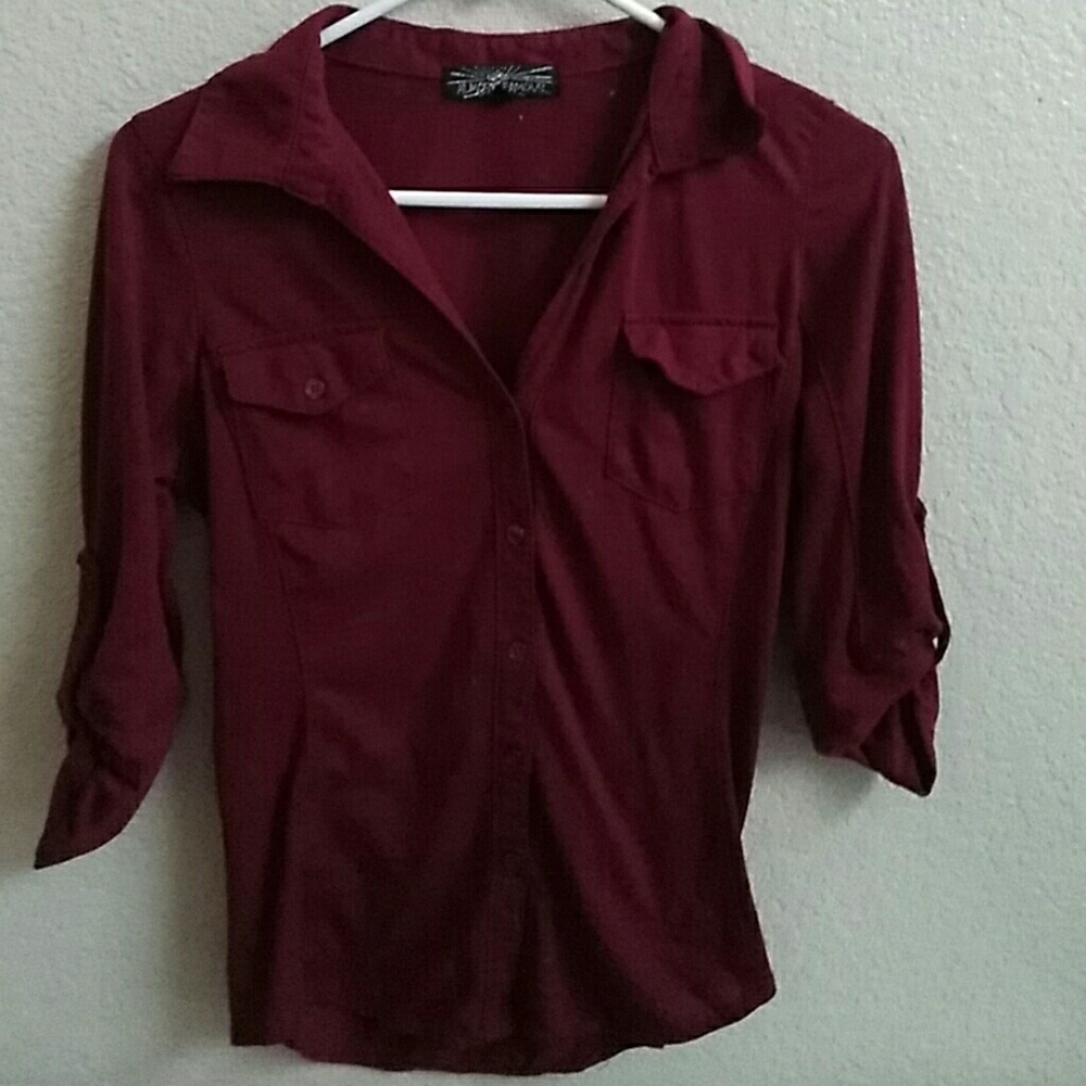 Tight fit maroon button up