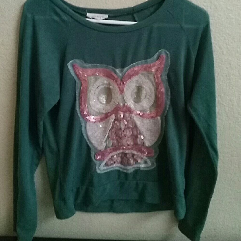 Pastel sequin owl shirt