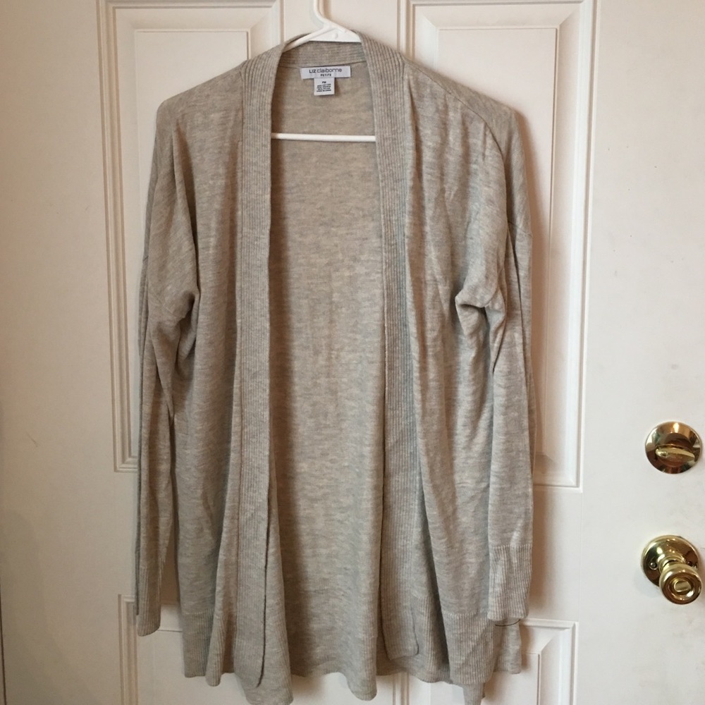Liz Claiborne beige cardigan PM petite sweater