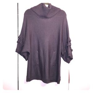 Knit Gray Poncho with Statement Sleeves