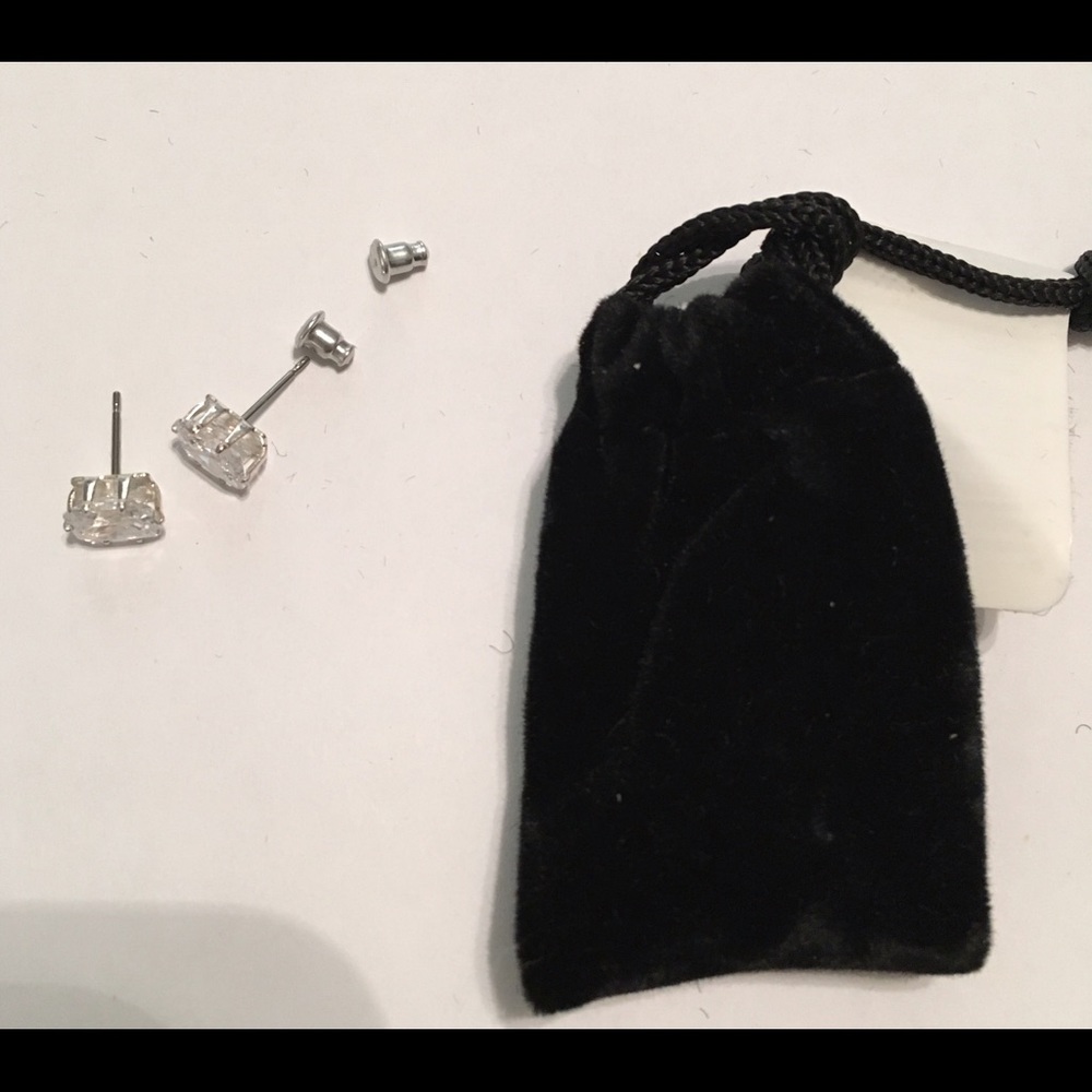 Diamond earrings CZ diamonds Radiant Square - Picture 2 of 2