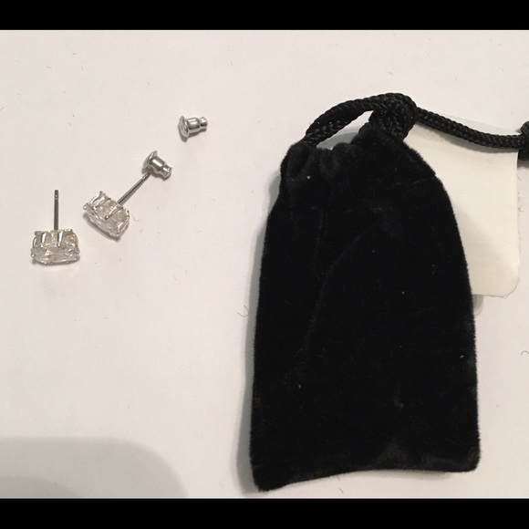 Diamond earrings CZ diamonds Radiant Square - Picture 2 of 2