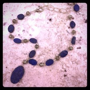 African Blue Lapis Drop Necklace